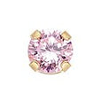 BOUCLES D'OREILLES - Zircon cubique rose 3mm sur monture Tiffany en or - 53 Karat