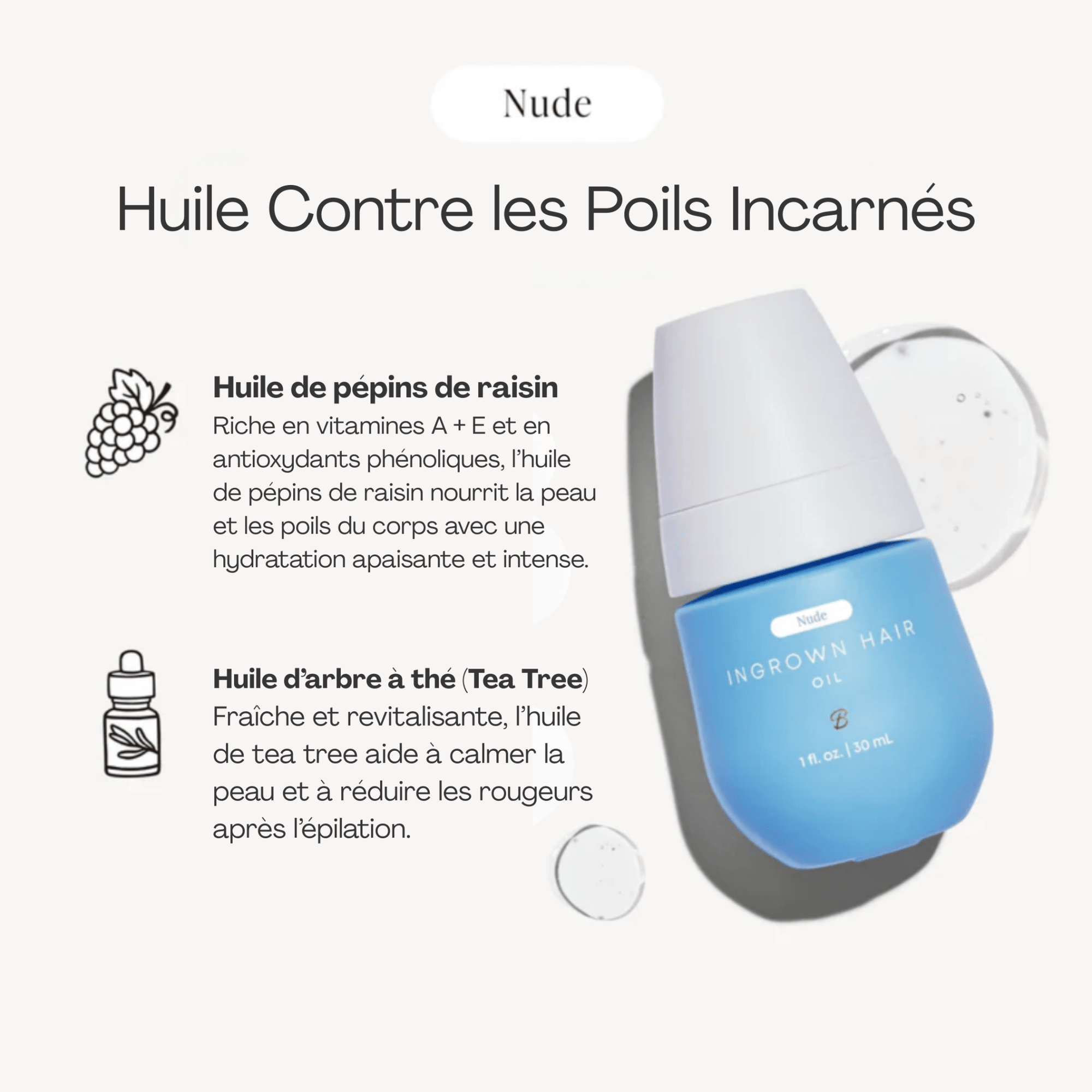 BushBalm | Nude | Huile Anti - Poils Incarnés - 53 Karat