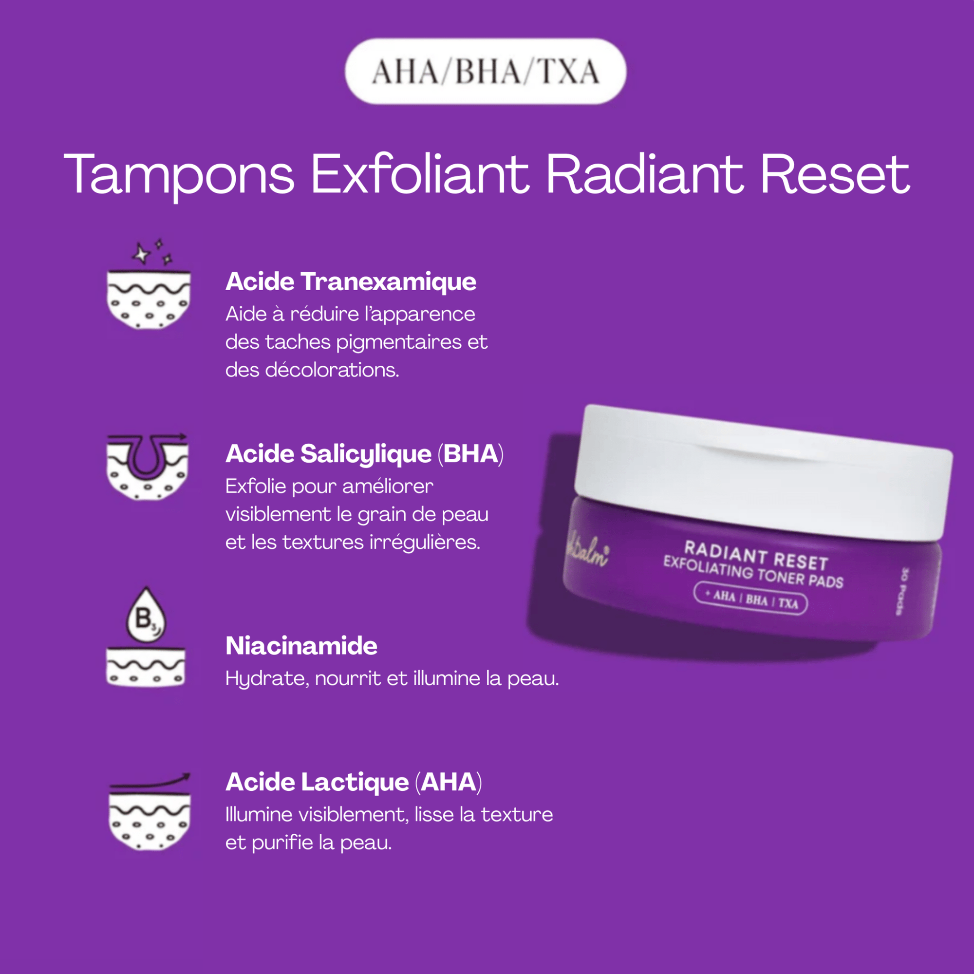 BushBalm | Radiant Reset | Tampons Exfoliants Toniques - 53 Karat