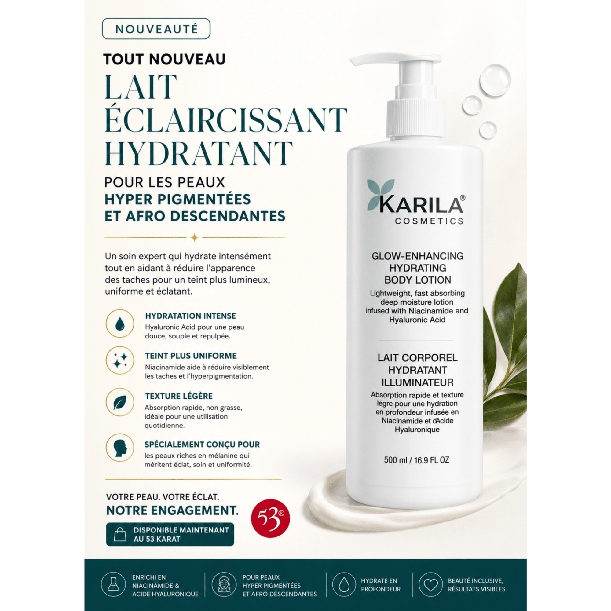 Karila Cosmetics | Lait Corporel | Hydratant Illuminateur - 53 Karat
