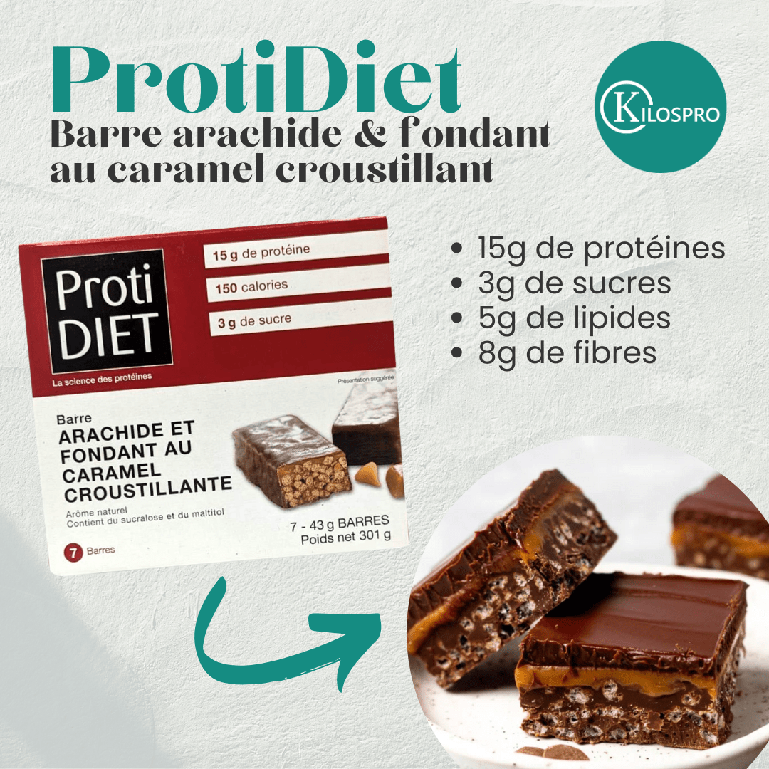 PROTIDIET - Barres protéinées arachides et fondant au caramel croustillant - 53 Karat