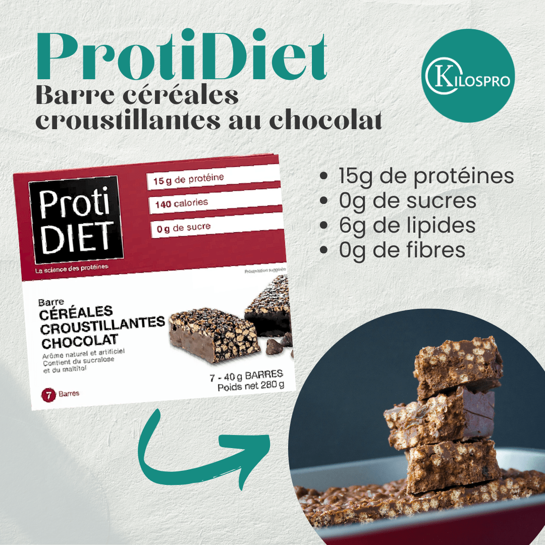 PROTIDIET - Barres protéinées céréales croustillantes au chocolat - 53 Karat