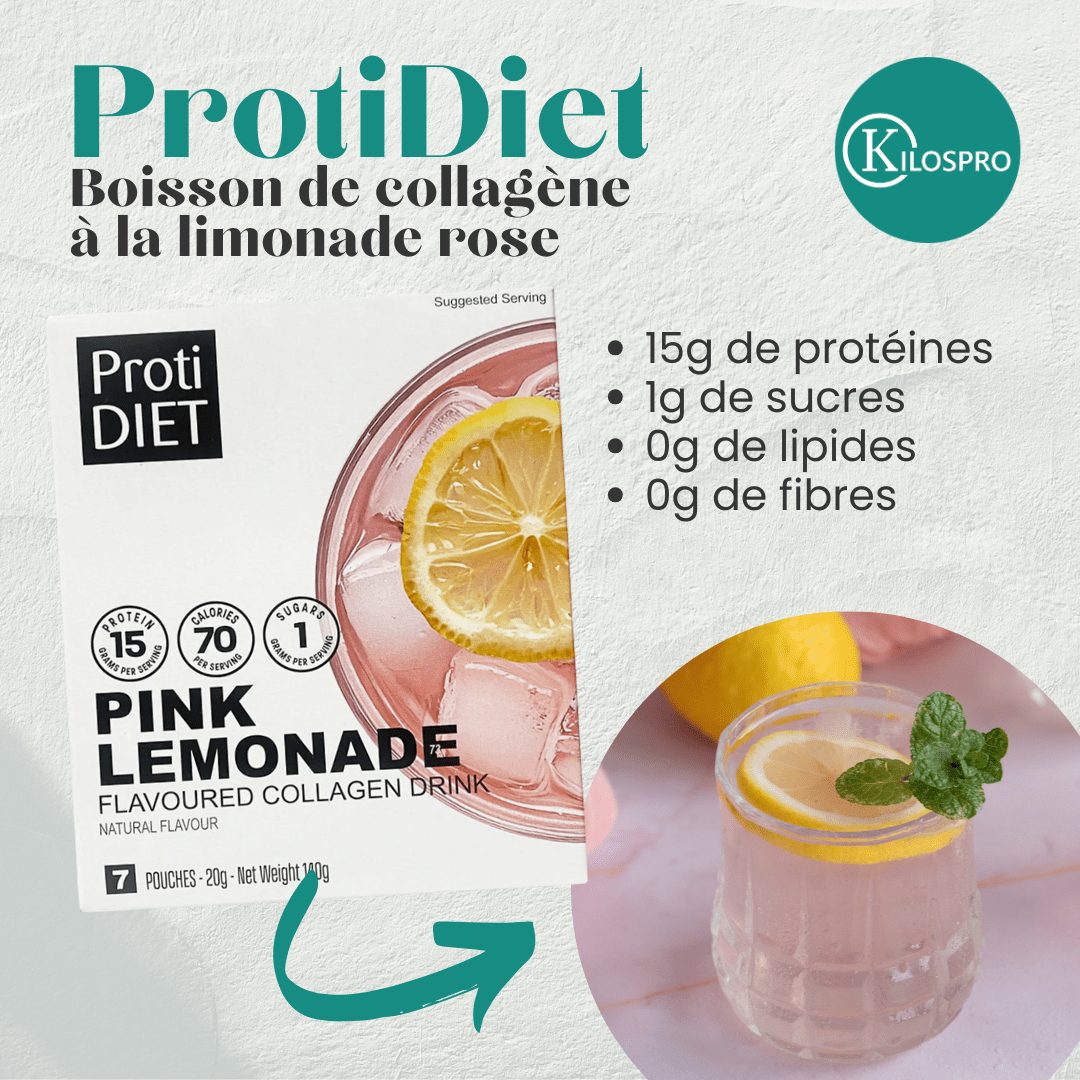 ProtiDiet | Boisson de Collagène | Limonade Rose - 53 Karat