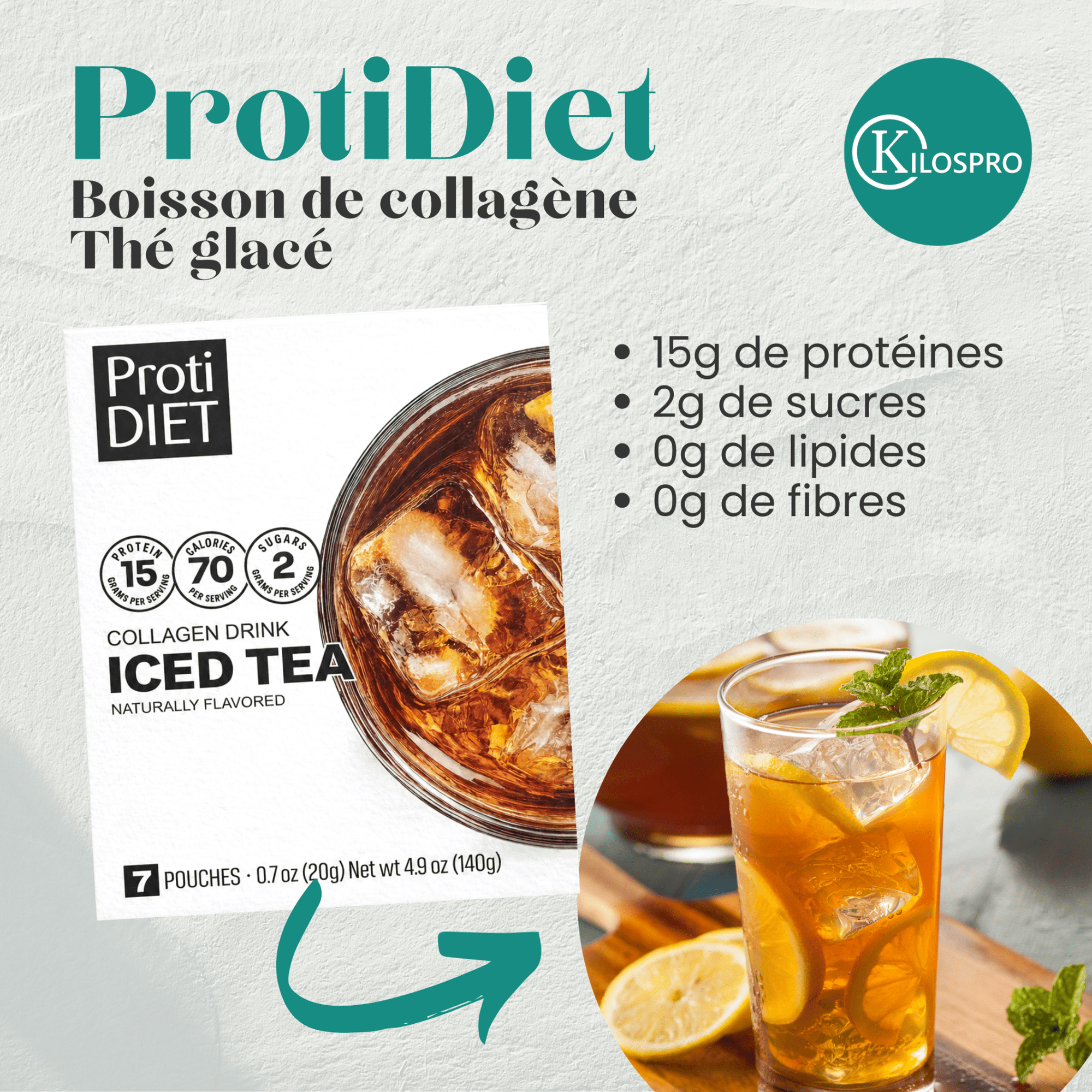 ProtiDiet | Boisson de Collagène | Thé Glacé - 53 Karat