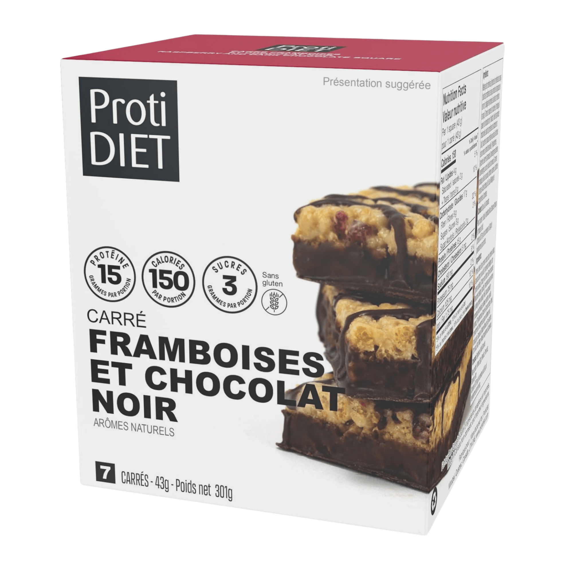 ProtiDiet | Carrés Protéinés | Framboises et Chocolat Noir - 53 Karat