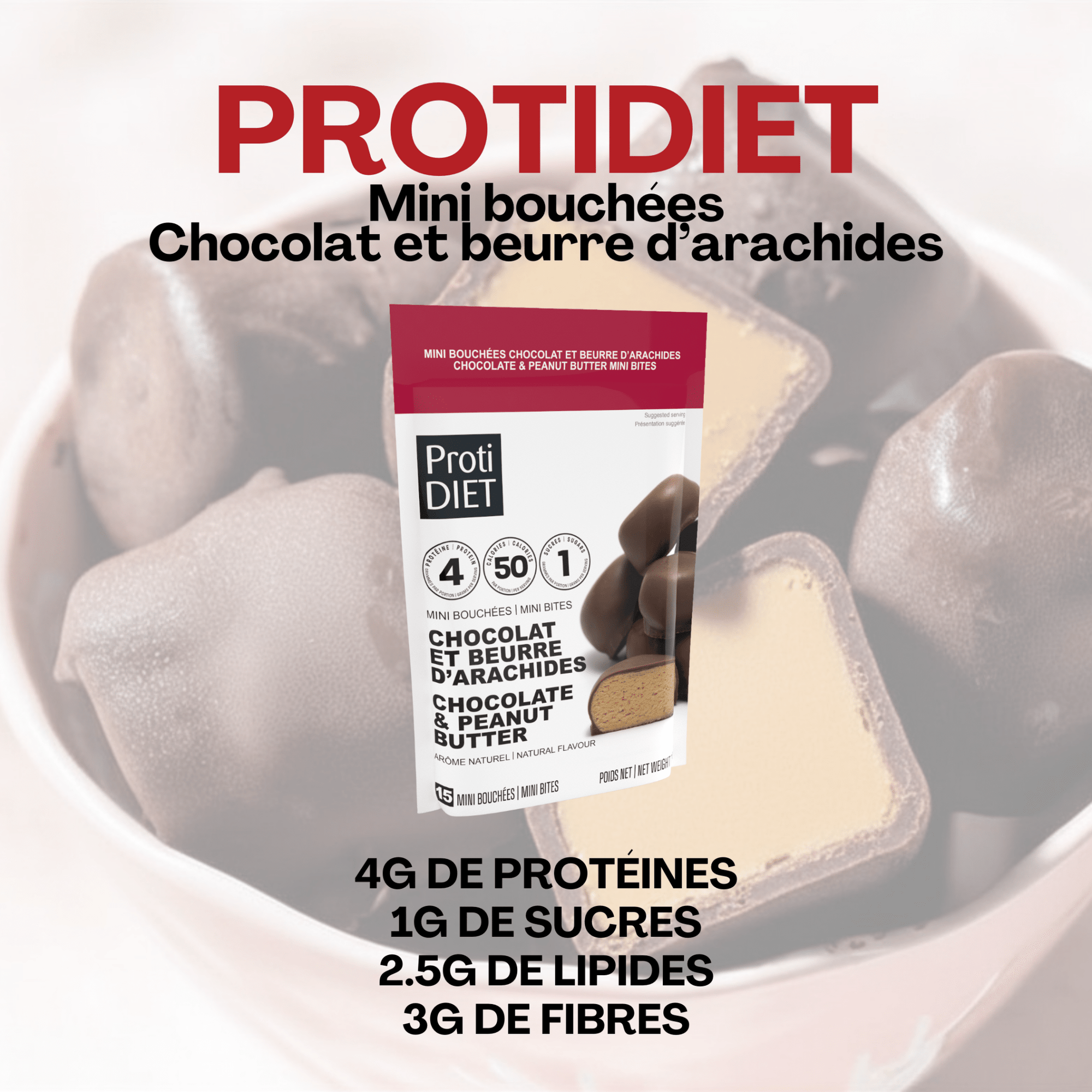 ProtiDiet | Mini Bouchées | Chocolat et Beurre d’Arachides - 53 Karat