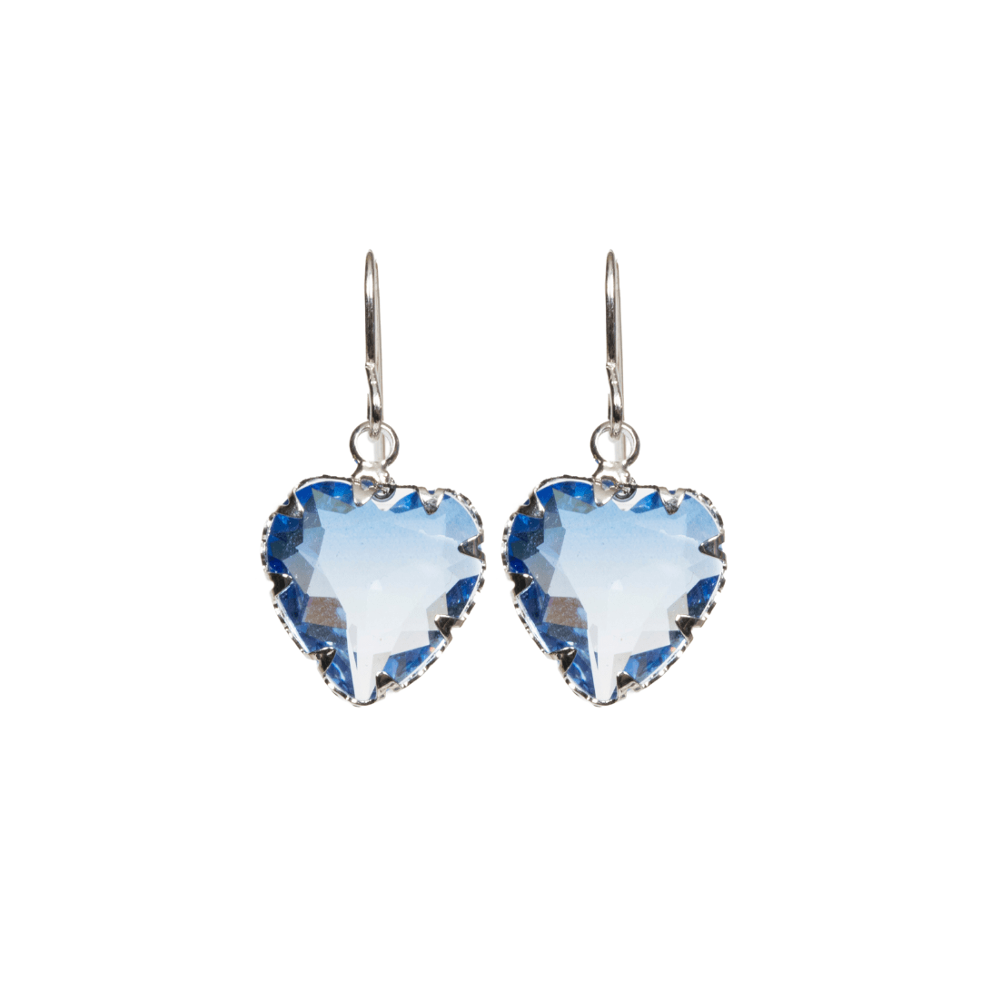 BOUCLES D&#39;OREILLES - Pendantes avec pierre en cœur bleu - 53 Karat