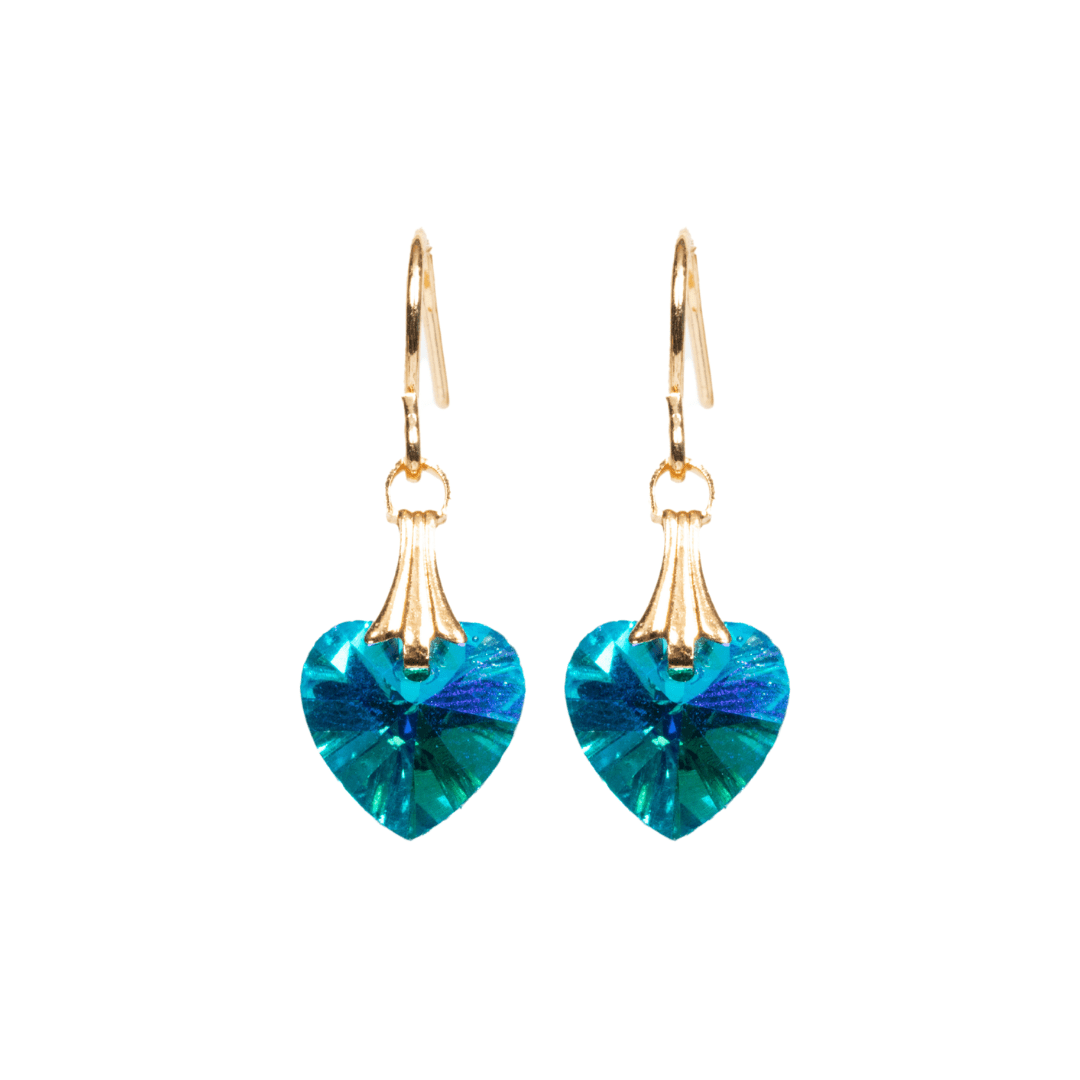 BOUCLES D&#39;OREILLES - Pendantes avec pierre en cœur turquoise - 53 Karat