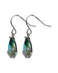 EARRINGS - Pendants with turquoise and mauve pear stone on floral frame - 53 Karat