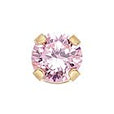 EARRINGS - 3mm pink cubic zirconia on gold Tiffany setting - 53 Karat
